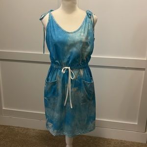 Sleeveless tie shoulder strap and tie waist mini dress Size M